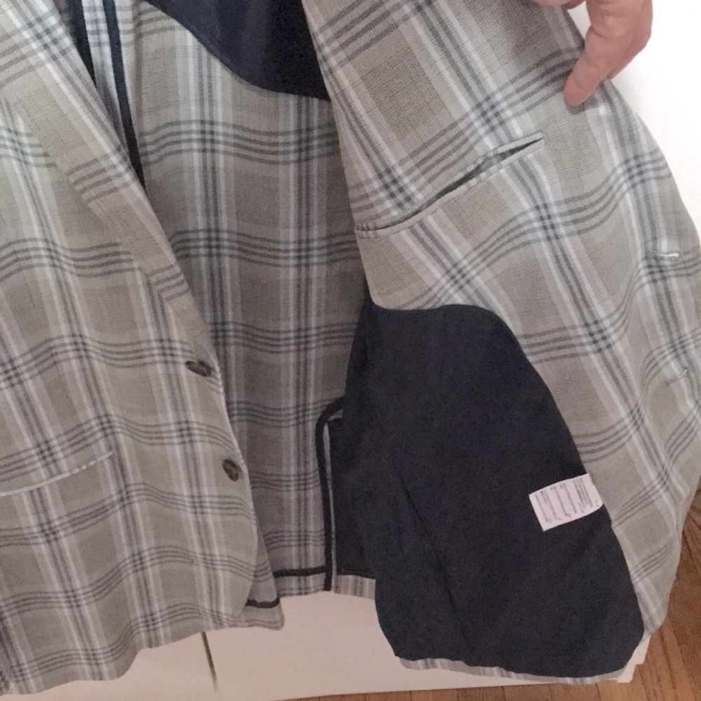 Tasso Elba Men's Plaid Linen Sport Coat, Men’s Jacket. Size XL - Picture 6 of 8